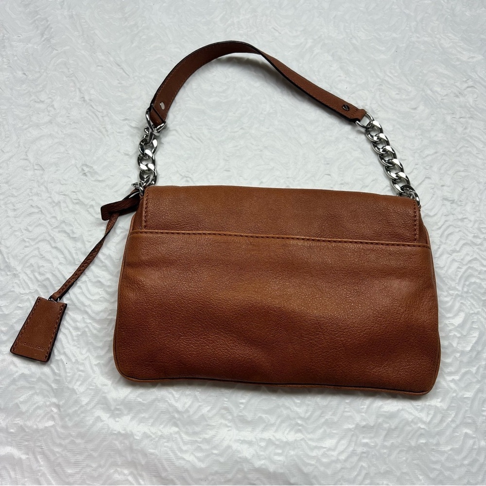 Michael Kors Brown Leather Chain-Handle Wristlet Clutch - Picture 2 of 11